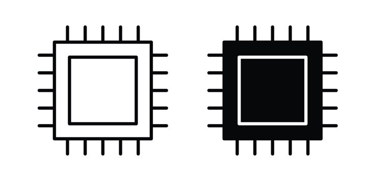 CPU icon vector pack in black color. Editable icons.