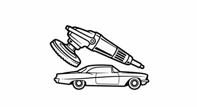 A car polisher hovers above a classic automobile