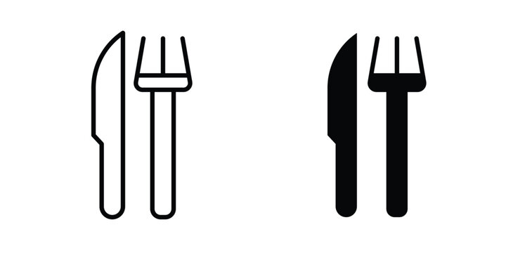 Fork and Knife icon vector pack in black color. Editable icons.