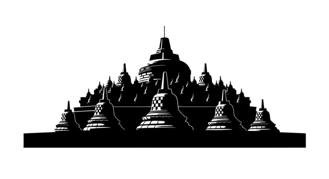 Buddhist temple pagoda architecture silhouette.