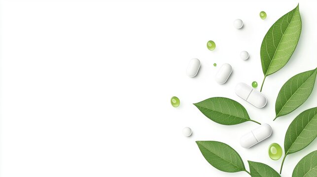 Leaf and Plant Icon with Vitamin Label Group of leaves with different vitamin labels, white background, represents the variety of vitamins found in plants
