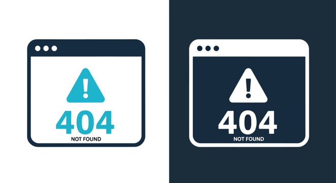 404 Error Page Design on Dual Screens - Line and glyph solid icon and logo template - Clipart, sticker - icon set