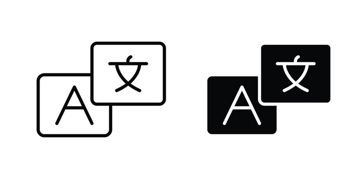 Language icon vector pack in black color. Editable icons.