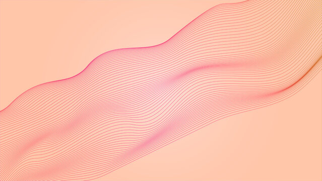 Red lines pattern wave surface on pink backdrop. Abstract background pastel wallpaper