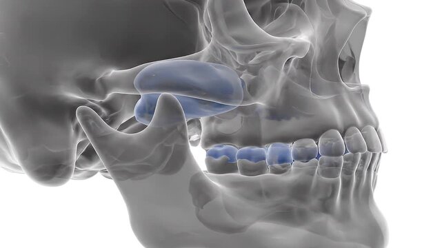 3d Temporomandibular joint with white background