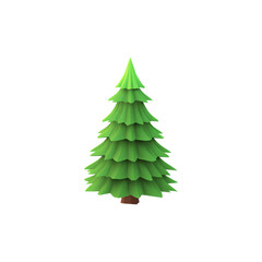 Obraz premium 3D Green Pine Tree. Symbol Of Nature, Environment, And Holiday Season Isolated On Transparent Background