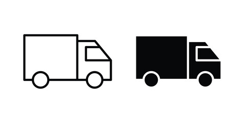 Fototapeta premium logistics truck icon vector pack in black color. Editable icons.