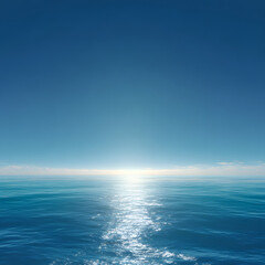 Obraz premium Calm Blue Ocean Horizon with Clear Sky Minimal Background