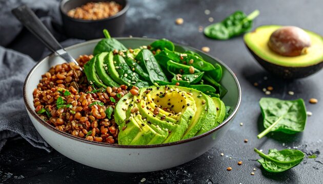 Vegane Protein-Bowl mit Linsen