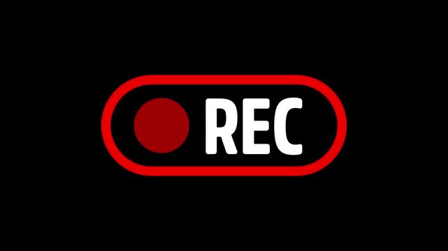 Medium size animated rec button with flashing red indicator on alpha channel
