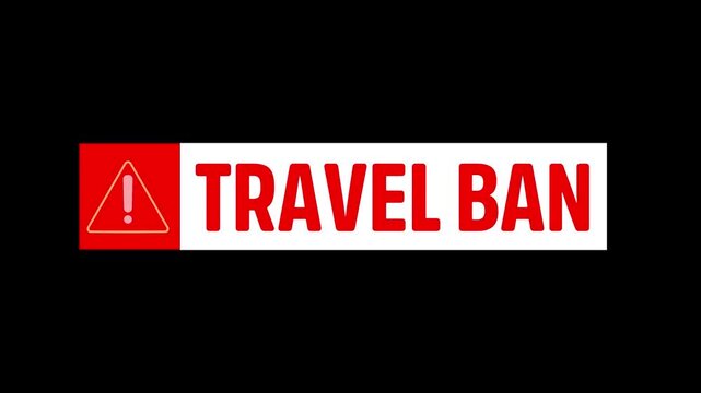 travel ban text animation in transparent background in 4k with alpha channel