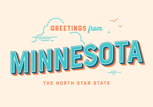 Greetings from Minnesota, USA - The North Star State - Touristic Postcard.