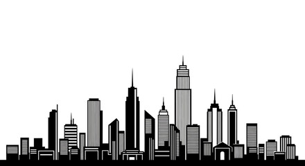 Obraz premium Modern City Skyline Silhouette Urban Landscape Architecture.