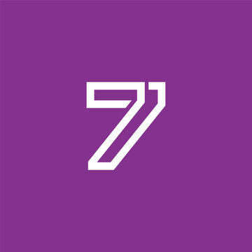 Geometric Font Number 7 Graphic Design on Purple Background