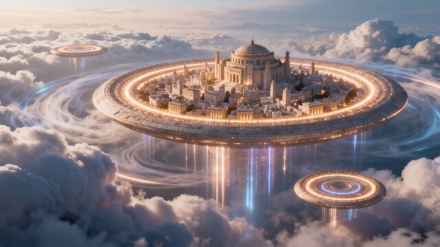 Futuristic city in the sky