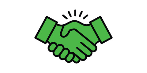Obraz premium Business handshake icon vector illustration, symbolizing agreement, partnership, collaboration and successful deal in corporate concept design.