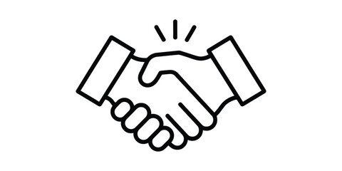 Obraz premium Business handshake icon vector illustration, symbolizing agreement, partnership, collaboration and successful deal in corporate concept design.