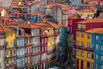 Obraz premium Colorful Buildings in Porto Portugal Old Town.