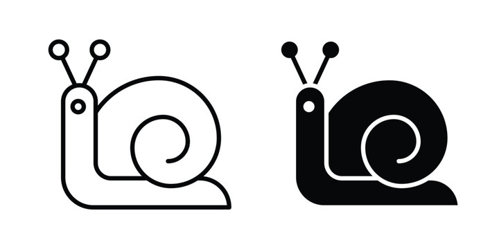 Snail icon vector pack in black color. Editable icons.