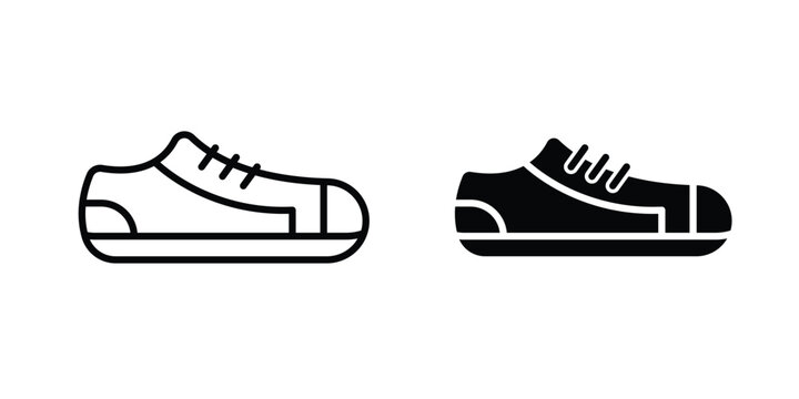 Sneaker icon vector pack in black color. Editable icons.
