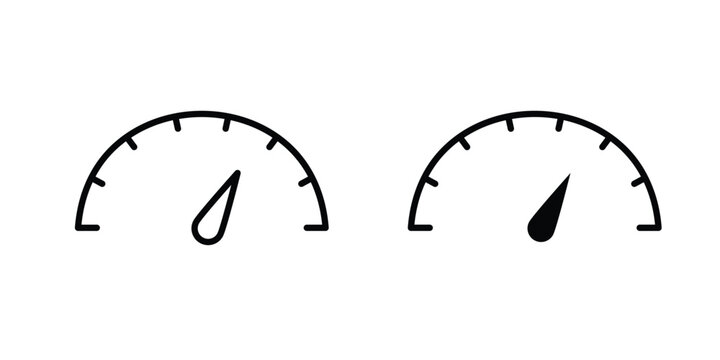Speedometer icon vector pack in black color. Editable icons.