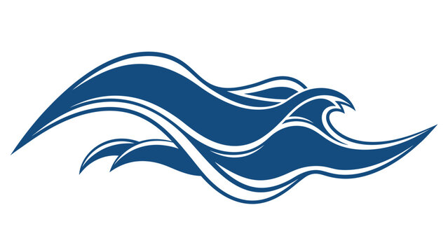 stylized ocean wave logo icon in blue and white minimalist vector design