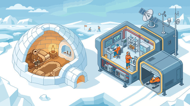 Arctic Living Traditional Igloo Versus Modern Research Station.
