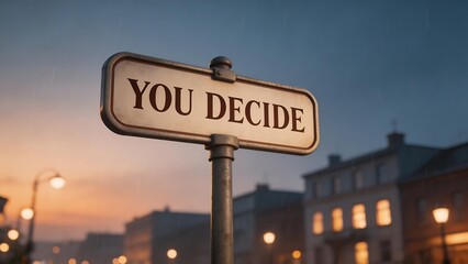 Obraz premium Street sign reading YOU DECIDE