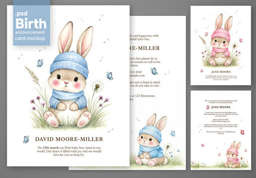 Birth announcement card mockup