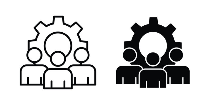 Team management icon vector pack in black color. Editable icons.
