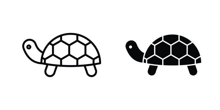 Tortoise icon vector pack in black color. Editable icons.