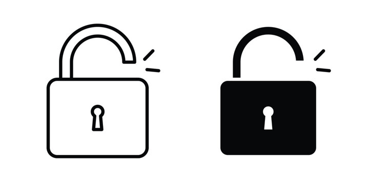 Unblocked icon vector pack in black color. Editable icons.