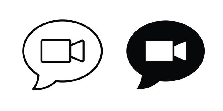 Video call icon vector pack in black color. Editable icons.