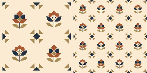 Modern Geometric Floral Seamless Pattern For Textile Prints © Graypixelworks