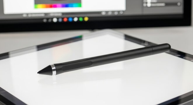 Digital Stylus Resting on Graphic Tablet Surface