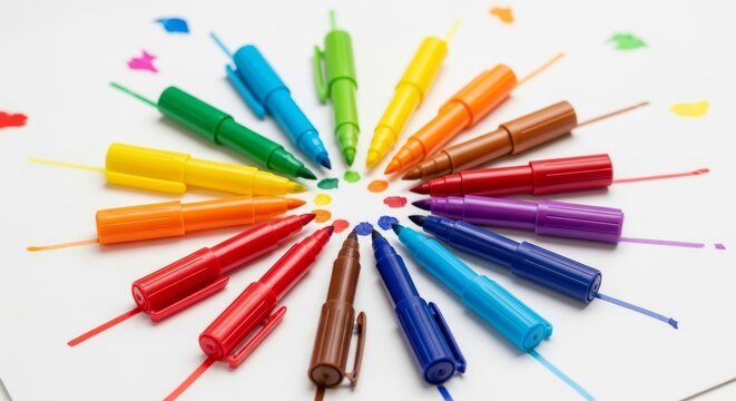 Colorful Felt Tip Pens Arranged in a Circle