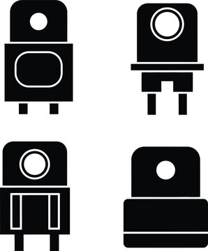 Four different capacitive proximity sensor icons on white background for electronics design, isolated on transparent background