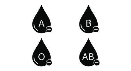 blood type icons set a b o and ab symbols © MDJAMAL