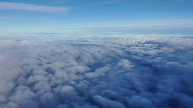 flying above the clouds inside a commercial airplane with ambient cabin sounds