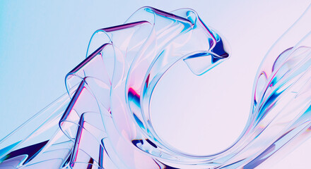 Fototapeta na wymiar Abstract Fluid Wave 3D Render with Iridescent Glass Effect and Modern Pastel Colors for Contemporary Backgrounds
