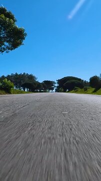 POV point of view first person view driving on a empty landscape road in summer - Vertical Video
