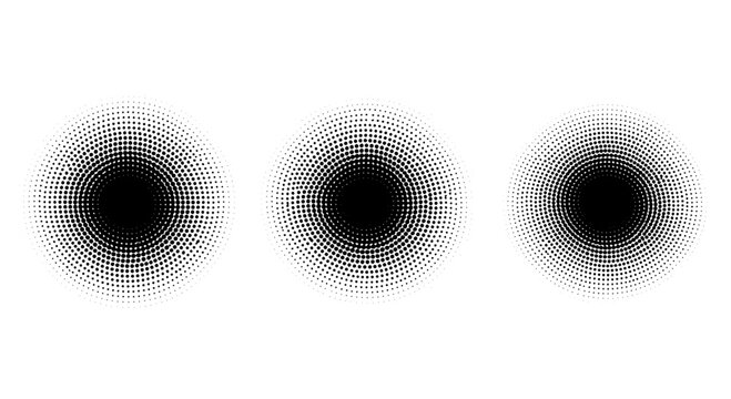Dots pattern set with concentric circles and black center featuring design, graphic, abstract with art and background elements for texture, minimal