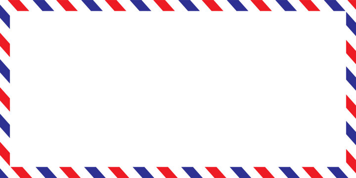 Light grey rectangle framed by a classic red and blue striped border, reminiscent of old airmail envelopes and postal communication.
