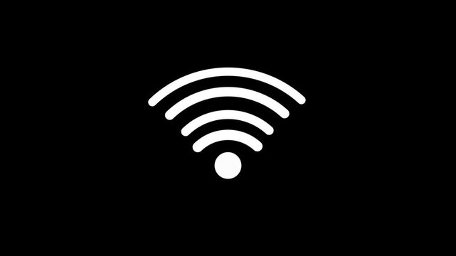 Simple black and white graphic icon representing wireless internet connectivity and Wii-Fri signal strength