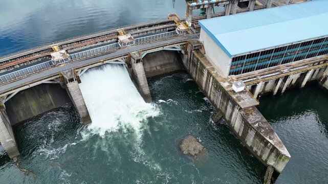 Hydroelectric dam power plant generating renewable energy