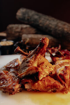 Pollo asado a las basas