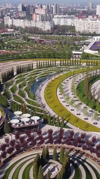 Aerial view of krasnodar park landscaping