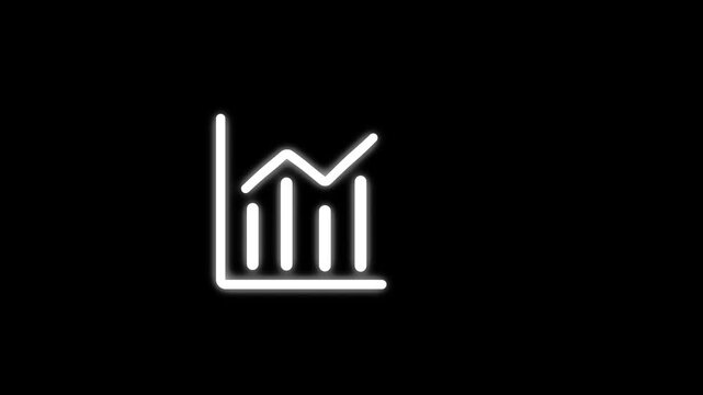 white color Business loss falling down with dollar icon, financial graph chart animation