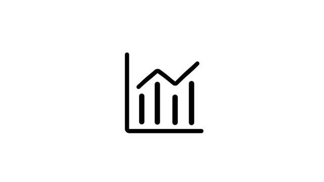 white color Business loss falling down with dollar icon, financial graph chart animation