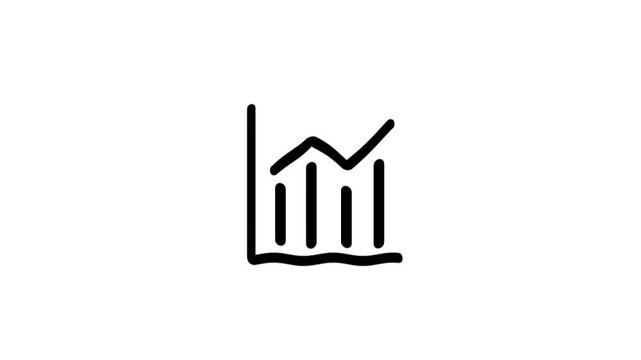 white color Business loss falling down with dollar icon, financial graph chart animation